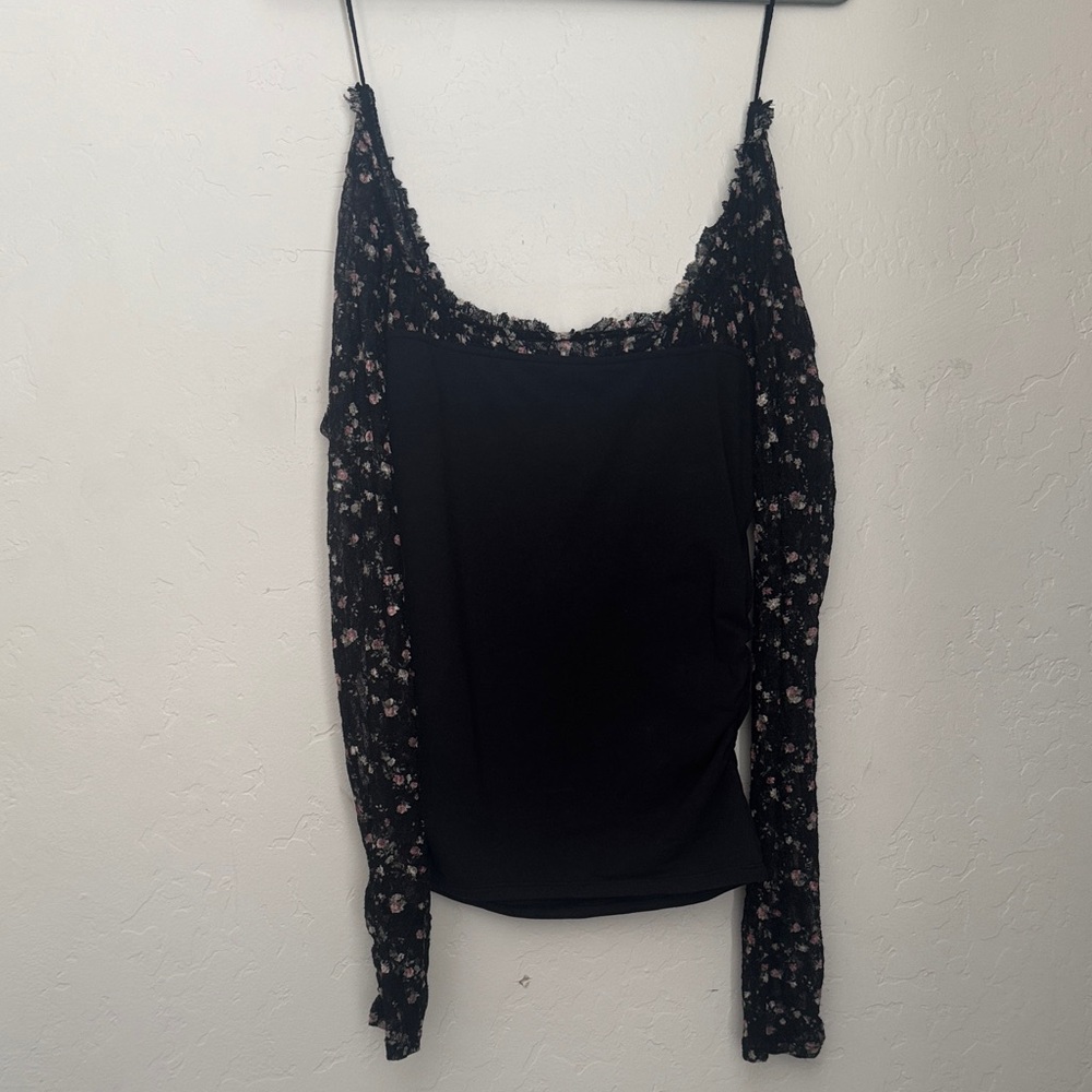 Free People Black Floral Camisole Top